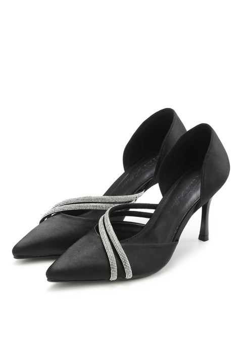 Bild: Pumps von LASCANA: Feminine Pumps von Lascana mit elegantem asymmetrischem Glitzerriemen als Blickfang. Vorne spitz zulaufend. Stiletto-Absatz mit bequemer Höhe. Festlicher Look für besondere Anlässe wie Feiern, Theater & Co.