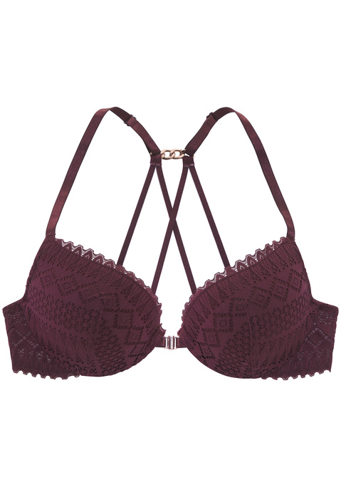 Bild: Push-up-BH von LASCANA: Femininer Push-up-BH mit Bügel & herausnehmbaren Kissen – für ein tolles Dekolleté. Rundum aus graphischer Spitze. Mit edlem Bänderdetail und Schmuckaccessoire im Rückteil. Passende Unterteile erhältlich, um dein Wäsche-Set zu vervollständigen. Mit Liebe & Leidenschaft in Hamburg kreiert. Aus 92% Polyamid, 8% Elasthan.