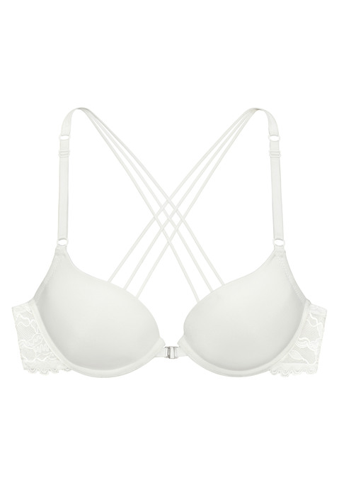 Bild: Push-up-BH von LASCANA: Femininer Push-up-BH mit Bügel & herausnehmbaren Kissen - für ein voluminöses Dekolleté nach Wunsch. Mit nach außen nahtlos vorgeformten, schlichten Cups. Rücken aus weicher, dezent transparenter Spitze mit dekorativen Trägern. Individuell verstellbare Träger sowie Rückenverschluss. Mit Liebe & Leidenschaft in Hamburg kreiert. Aus 60% Polyamid, 35% Polyester, 5% Elasthan.