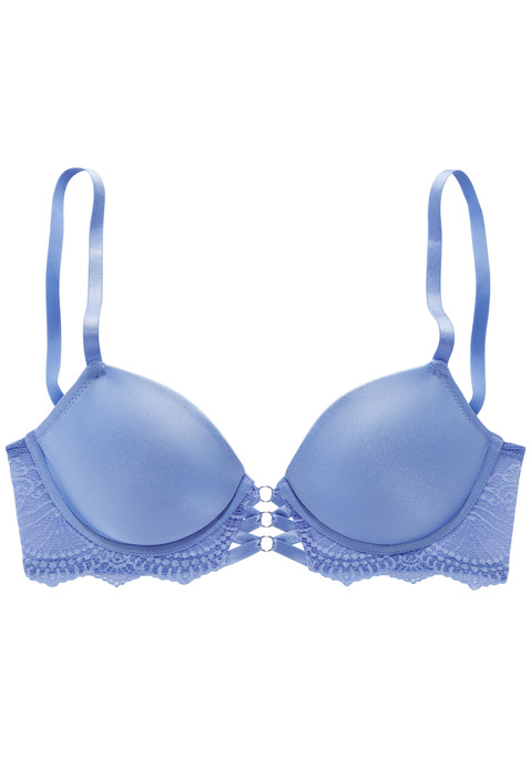 Bild: Push-up-BH von LASCANA: Femininer Push-up-BH mit feiner Schnürung in edler Satin-Optik und zartem Bänderdetail. Nahtlos vorgeformten Cups mit herausnehmbaren Kissen - für ein tolles Dekolleté. Mit hübscher, dezent transparenter Spitze an den Seiten und vorne mittig. Individuell verstellbare Träger sowie Rückenverschluss. Mit Liebe & Leidenschaft in Hamburg kreiert. Obermaterial: 60% Polyamid, 35% Polyester, 5% Elasthan.