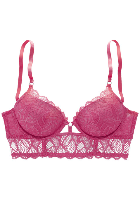 Bild: Push-up-BH von LASCANA: Das Push-up-Bustier von Lascana besitzt fest integrierte Kissen, die dein Dekolleté zum umwerfenden Blickfang machen. Sie geben deiner Brust mehr Volumen und du kannst dich damit rundum sexy und weiblich fühlen. Das breite Unterbrustband verleiht dem BH nicht nur die typische Bustier-Form, sondern gibt deiner Oberweite auch einen tollen Halt. Der BH ist komplett aus Spitze gefertigt. Dadurch entsteht eine klasse Optik, die stilvoll und auch verführerisch wirkt. Sexy Details runden den Gesamteindruck ab. Ein kleiner Ausschnitt vorn und aufregende Bänder am hinteren Flügel lassen das Lascana-Push-up-Bustier zum Highlight werden, auf das du nicht mehr verzichten möchtest. Reizwäsche. Verführerische Dessous. Spitzen-Dessous. Romantische Dessous. Verspielte Dessous. Aus 90% Polyamid, 10% Elasthan