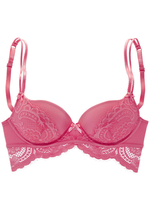 Bild: Push-up-BH von LASCANA: Femininer Push-up-BH mit herausnehmbaren Kissen und Formbügel. Langes Unterbrustband aus extravaganter Spitze in blumigem Look. Individuell verstellbare Träger und Rückenverschluss. Mit passenden Unterteilen aus der gleichen Serie erhältlich. Mit Liebe & Leidenschaft in Hamburg kreiert. Obermaterial: 60% Polyamid, 35% Polyester, 5% Elasthan.
