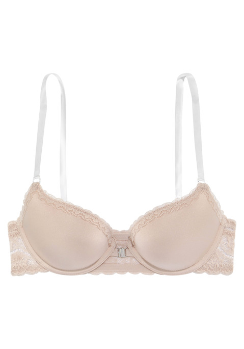 Bild: Push-up-BH von LASCANA: Femininer Push-up-BH mit transparenten Trägern. Cups mit herausnehmbaren Kissen. Praktischer Vorderverschluss. Aus weicher Spitze in blumiger Optik und Microtouch-Material. Mit Liebe & Leidenschaft in Hamburg kreiert.