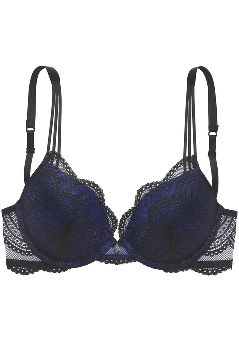 Bild: Push-up-BH von LASCANA: Femininer Push-up-BH mit eingearbeitetem Polster im Untercup. Rundherum aus zarter Spitze mit Glitzeraccessoire in der vorderen Mitte. Individuell verstellbare Träger und Rückenverschluss. Passende Unterteile aus der gleichen Serie erhältlich. Mit Liebe & Leidenschaft in Hamburg kreiert.  Sexy Dessous. Spitzen-Dessous. Romantische Dessous. Verspielte Dessous. Obermaterial: 50% Polyamid, 43% Polyester, 7% Elasthan.
