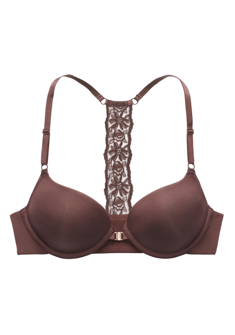 Bild: Push-up-BH von LASCANA: Femininer Push-up-BH mit dekorativem Stickereiband im Rücken. Aus seidig glänzendem Material mit elastischer Eyelash-Jacquardspitze. Cups mit Bügel und herausnehmbaren Kissen. Individuell verstellbare Neckholder-Träger. Passende Unterteile aus der gleichen Serie erhältlich. Aus Obermaterial: 60% Polyamid, 35% Polyester, 5% Elasthan.