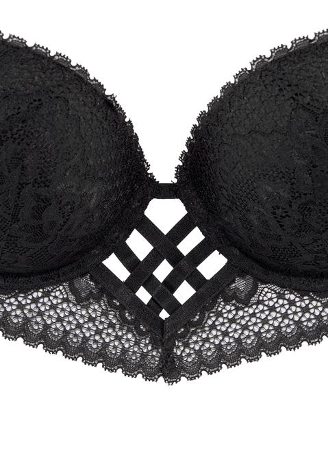 Bild: Push-up-BH von LASCANA: Mit fest integrierten Kissen. Mit dekorativen Satinbändern. Reizwäsche. Verführerische Dessous. Spitzen-Dessous. Romantische Dessous. Verspielte Dessous. Der BH ist aus 90% Polyamid, 10% Elasthan. BHs sind nicht trocknergeeignet, da die Versteller und Ringe durch die Hitze beschädigt werden und brechen.