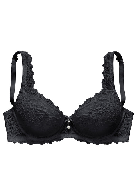 Bild: Push-up-BH von LASCANA: Femininer Push-up-BH mit Bügel im angesagten High-Apex-Design. Cups mit herausnehmbaren Kissen - für einen individuellen Push-up-Effekt. Rundherum aus zarter, elastischer Jacquardspitze. Individuell verstellbare Träger sowie Rückenverschluss. Mit Liebe & Leidenschaft in Hamburg kreiert. Reizwäsche. Verführerische Dessous. Spitzen-Dessous. Romantische Dessous. Verspielte Dessous. Aus 88% Polyamid, 6% Elasthan, 6% Polyester.