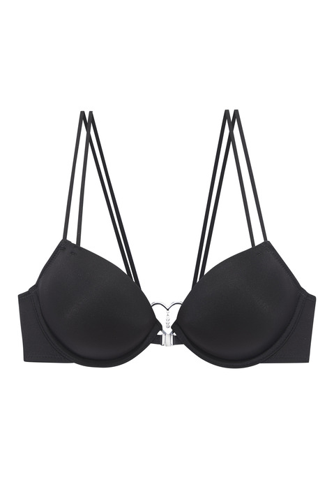 Bild: Push-up-BH von LASCANA: Mit herausnehmbaren Kissen und Vorderverschluss. Dekoratives Strass-Herz hinten. Reizwäsche. Verführerische Dessous. Spitzen-Dessous. Romantische Dessous. Verspielte Dessous. Der BH ist aus 60% Polyamid, 35% Polyester, 5% Elasthan. BHs sind nicht trocknergeeignet, da die Versteller und Ringe durch die Hitze beschädigt werden und brechen.