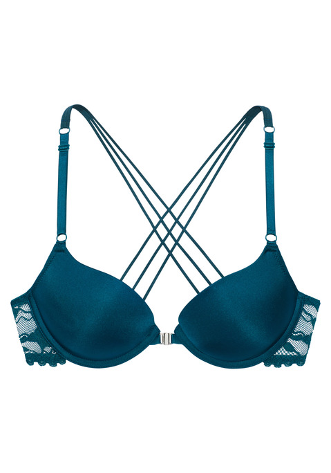 Bild: Push-up-BH von LASCANA: Femininer Push-up-BH mit Bügel & herausnehmbaren Kissen - für ein voluminöses Dekolleté nach Wunsch. Mit nach außen nahtlos vorgeformten, schlichten Cups. Rücken aus weicher, dezent transparenter Spitze mit dekorativen Trägern. Individuell verstellbare Träger sowie Rückenverschluss. Mit Liebe & Leidenschaft in Hamburg kreiert. Aus 60% Polyamid, 35% Polyester, 5% Elasthan.