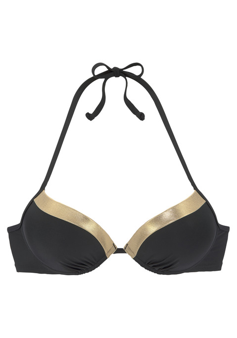 LASCANA Push-Up-Bikini-Top Damen schwarz-goldfarben Gr.34 Cup C