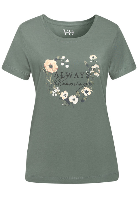 Bild: Pyjama von LASCANA: Pyjama von Lascana mit großem Print vorn. T-Shirt mit Rundhalsausschnitt. Locker geschnitten. Allover bedruckte lange Hose mit elastischem Tunnelzugbund und seitlichen Eingrifftaschen. Trageangenehmer Jersey.