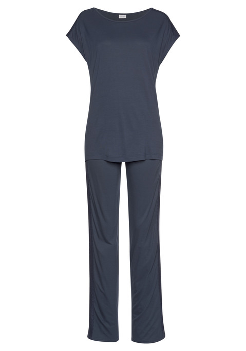 LASCANA Damen Pyjama nachtblau Gr.32/34