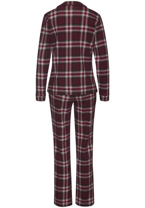 Bild: Pyjama von LASCANA: Pyjama von Lascana mit passender Schlafbrille und Karomuster. Langärmeliges Shirt mit Reverskragen, Knopfleiste und Manschetten. Lange Schlupfhose mit Tunnelzugbund. Bequeme Passform. In schöner Geschenkverpackung. Angenehme Qualität aus 100% Baumwolle.