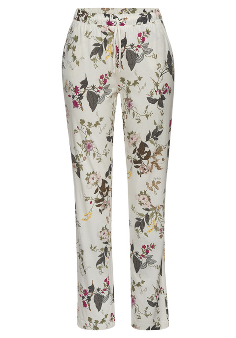 Bild: Pyjamahose von LASCANA: Pyjamahose von Lascana mit Alloverprint. Elastischer Tunnelzugbund mit Bindeband. Seitliche Eingrifftaschen. Schmale Passform. Trageangenehmer Baumwoll-Viskose-Jersey.