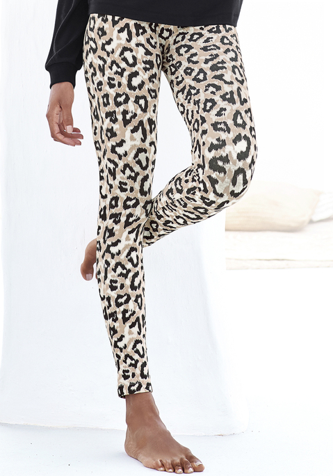 Bild: Pyjamahose von LASCANA: Lange Schlafleggins von Lascana. Mit breitem, elastischem Bündchen. Obermaterial: 92% Baumwolle (unterstützt Cotton made in Africa)  , 8% Elasthan