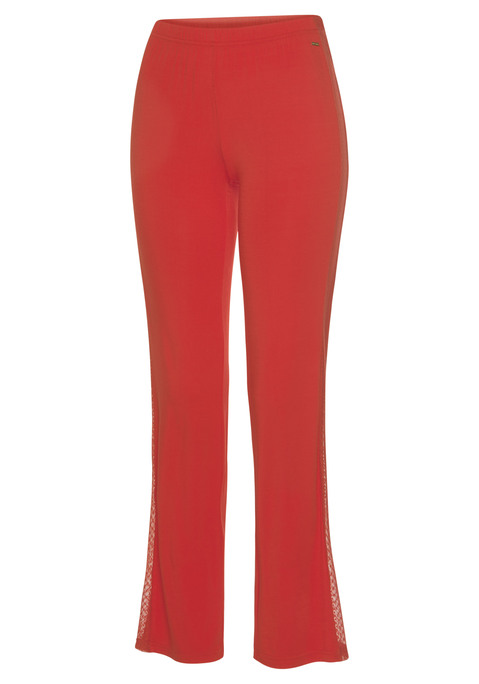 Bild: Pyjamahose von LASCANA: Lange Pyjamahose von Lascana. Mit elastischem Bund und seitlichem Spitzeneinsatz entlang der Seitennähte. Obermaterial: 95% Viskose, 5% Elasthan