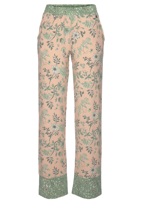 Bild: Pyjamahose von LASCANA: Lange Pyjamahose mit floralem Druck von Lascana. Elastischer Bund und  Saum im Kontrastmuster. Obermaterial: 60% Polyester, 36% Viskose, 4% Elasthan