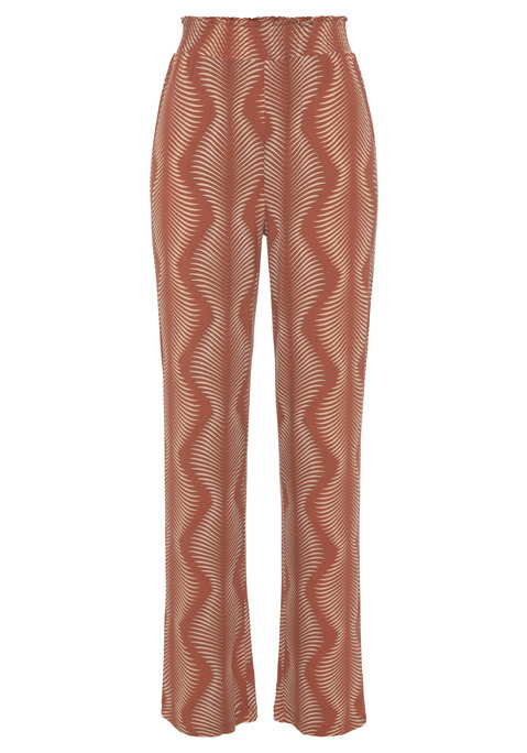 LASCANA Pyjamahose Damen Terracotta bedruckt Gr.32/34