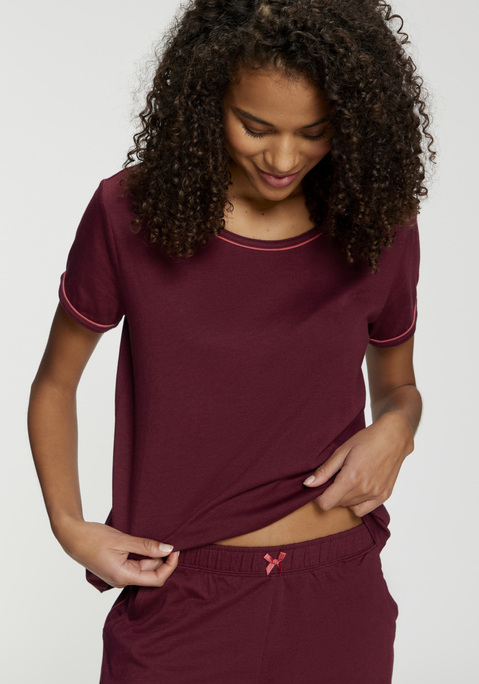 Bild: Pyjamaoberteil von LASCANA: Pyjamaoberteil von Lascana. Ärmelsaum und Ausschnitt mit Kontrastpaspel. Weicher Single Jersey aus Baumwoll- Viskosemischung.