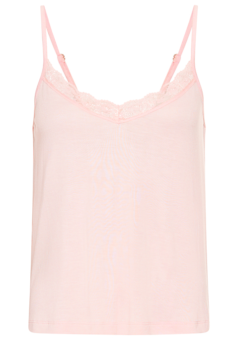 Bild: Pyjamaoberteil von LASCANA: Feminines Top von Lascana mit verstellbaren Spaghettiträgern. Elastische Spitze am V-Ausschnitt. Bequeme Weite. Für komfortable Nächte. Weich fließender Single-Jersey aus Viskose.