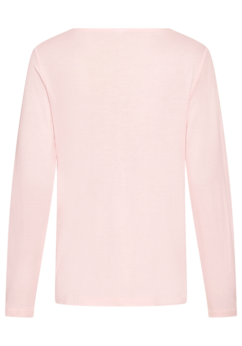 Bild: Pyjamaoberteil von LASCANA: Unifarbenes Langarmshirt von Lascana. Tiefer V-Ausschnitt mit zartem Spitzenbesatz. Figurumspielende Passform. Vielseitig kombinierbar. Weicher Single-Jersey aus Viskose.