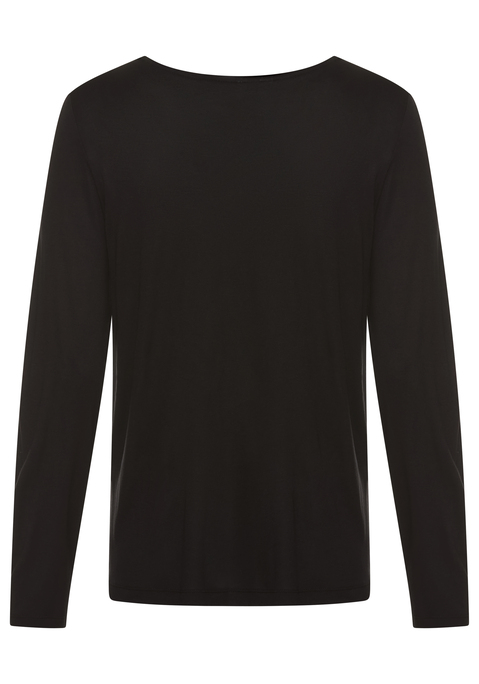 Bild: Pyjamaoberteil von LASCANA: Unifarbenes Langarmshirt von Lascana. Tiefer V-Ausschnitt mit zartem Spitzenbesatz. Figurumspielende Passform. Vielseitig kombinierbar. Weicher Single-Jersey aus Viskose.