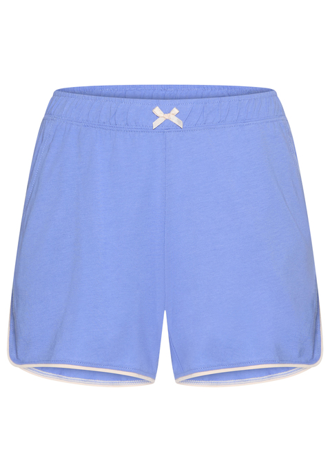 Bild: Pyjamashorts von LASCANA: Leger geschnittene Schlafshorts von Lascana im Basic-Style. Seitliche Eingrifftaschen. Zierschleife vorn am elastischen Bund. Kontrastfarbene Paspel am abgerundeten Saum. Gut zu verschiedenen Shirts kombinierbar. Single-Jersey aus einer weichen Baumwoll-Viskose-Mischung.