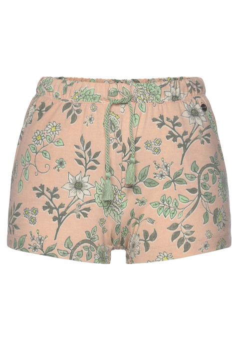 Bild: Pyjamashorts von LASCANA: Pyjamashorts mit floralem Print. Praktische Eingriffstaschen, sowie ein elastischer Bund mit Kordel und Quasten. Angenehme Polyester-Viskosequalität.