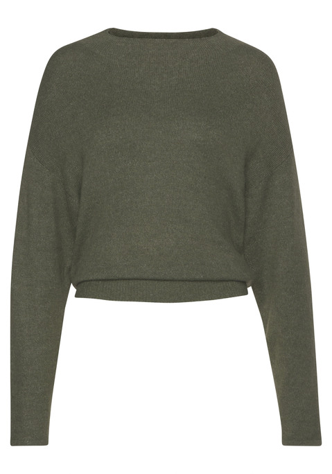 Bild: Rollkragenpullover von LASCANA: Strickpullover mit langen Ärmeln. Fixiertes Bindeband an der Hüfte zum Knoten. Lockere Passform. Softer Strick.