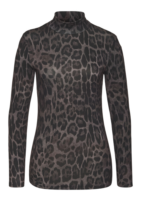Bild: Rollkragenshirt von LASCANA: Rollkragenshirt von Lascana. Mit Animal-Alloverprint. Lange Ärmel. Körpernahe Passform mit geradem Saum. Weicher Stretchjersey aus Viskose.