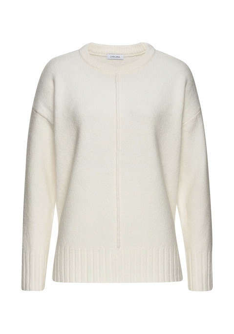 Bild: Rundhalspullover von LASCANA: Softer Pullover von Lascana mit Ziernaht vorn. Rundhalsausschnitt. Breite Saumabschlüsse im Rippstrick. Kurze Seitennahtschlitze. Lockere Passform mit überschnittenen Schultern. Sehr weiche Strickqualität.