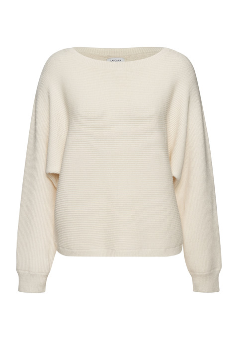 Bild: Rundhalspullover von LASCANA: Bequemer Pullover von Lascana mit langen Fledermausärmeln. Zierknöpfe an der Rückseite. Gerader Saum. Figurumspielende Passform. Pflegeleichter Materialmix mit Viskose-Anteil und weichem Griff.