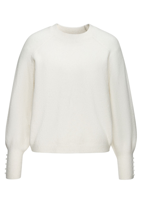 Bild: Rundhalspullover von LASCANA: Unifarbener Strickpullover von Lascana mit Zierknöpfen an den langen Ärmelbündchen. Klassischer Rundhalsausschnitt. Gerader Saumabschluss. Locker geschnitten. Weiche Strickqualität.