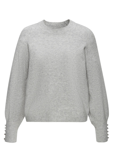 Bild: Rundhalspullover von LASCANA: Unifarbener Strickpullover von Lascana mit Zierknöpfen an den langen Ärmelbündchen. Klassischer Rundhalsausschnitt. Gerader Saumabschluss. Locker geschnitten. Weiche Strickqualität.