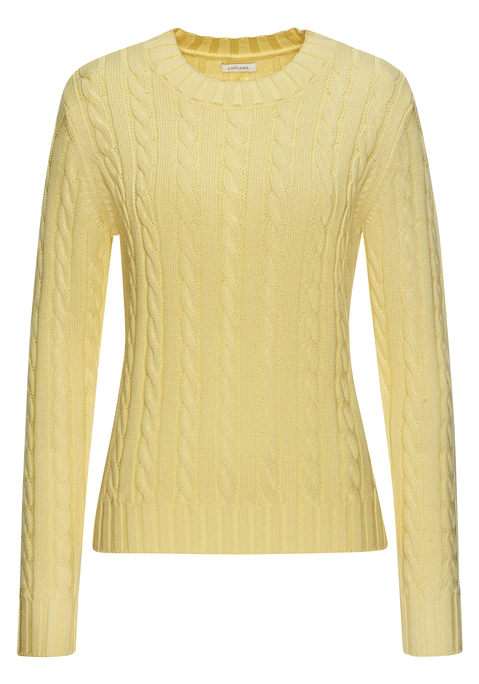 Bild: Rundhalspullover von LASCANA: Unifarbener Zopfpullover von Lascana mit Rundhalsausschnitt und langen Ärmeln. Klassisches Zopfmuster. Gerade, figurumspielende Passform mit hüftlangem Schnitt. Rippbündchen an Ärmeln und Saum. Vielseitig kombinierbar – ideal für Frühling, Herbst oder kühle Sommerabende. Weiche Strickqualität.