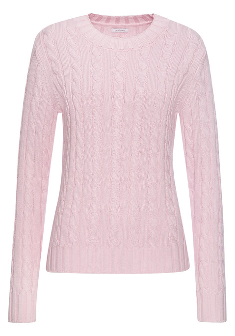 Bild: Rundhalspullover von LASCANA: Unifarbener Zopfpullover von Lascana mit Rundhalsausschnitt und langen Ärmeln. Klassisches Zopfmuster. Gerade, figurumspielende Passform mit hüftlangem Schnitt. Rippbündchen an Ärmeln und Saum. Vielseitig kombinierbar – ideal für Frühling, Herbst oder kühle Sommerabende. Weiche Strickqualität.