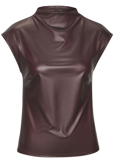 Bild: Rundhalsshirt von LASCANA: Cooles T-Shirt von Lascana aus Lederimitat. Rundhalsausschnitt. Überschnittene, verkürzte Ärmel. Figurbetonte Passform. Mit Brustabnähern. Elastisches Material.