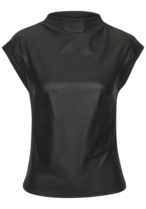 Bild: Rundhalsshirt von LASCANA: Cooles T-Shirt von Lascana aus Lederimitat. Rundhalsausschnitt. Überschnittene, verkürzte Ärmel. Figurbetonte Passform. Mit Brustabnähern. Elastisches Material.