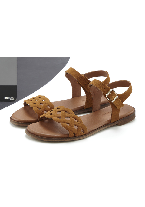 Bild: Sandale von LASCANA: Sandale aus Leder von LASCANA. Made in Spain. Obermaterial aus Rindsleder. Futter und Decksohle aus Polyester und Lederimitat. Laufsohle aus Synthetik.