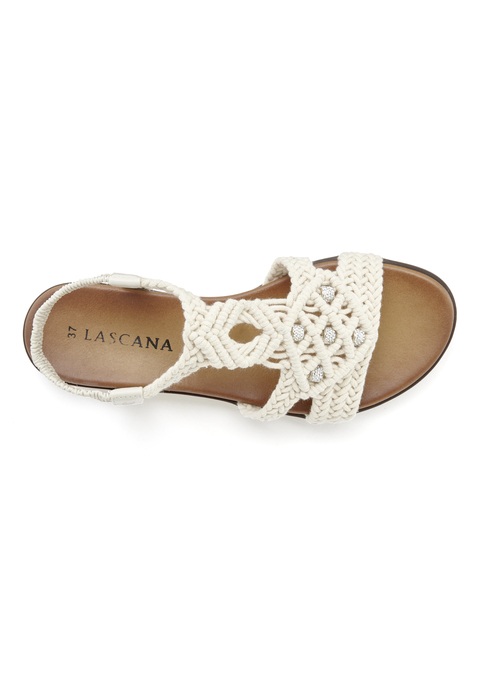 Bild: Sandale von LASCANA: Sandale aus Textil von LASCANA. Obermaterial und Futter aus Textil. Decksohle aus Lederimitat. Laufsohle aus Synthetik.