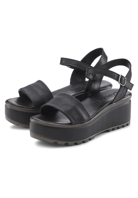 Bild: Sandalette von LASCANA: Elegante Riemchensandalette von Lascana mit komfortablen Keilabsatz. Feminine Passform, ideal für Sommer und Urlaub sowie für festliche Events..  Aus hochwertigem Leder.