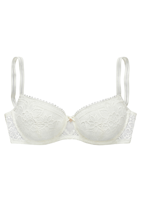 Bild: Schalen-BH von LASCANA: Hübscher Schalen-BH (mit Bügel) mit feiner Zierschleife und hübschem Herzaccessoire vorne mittig. Aus blumiger Jacquardspitze und fancy Mesh-Material. Individuell verstellbare Träger sowie Rückenverschluss. Passende Unterteile aus der gleichen Serie erhältlich. Mit Spitze, die anteilig recyceltes Polyamid enthält. Reizwäsche. Verführerische Dessous. Spitzen-Dessous. Romantische Dessous. Verspielte Dessous. Aus 72% Polyamid, 20% Polyester, 8% Elasthan.