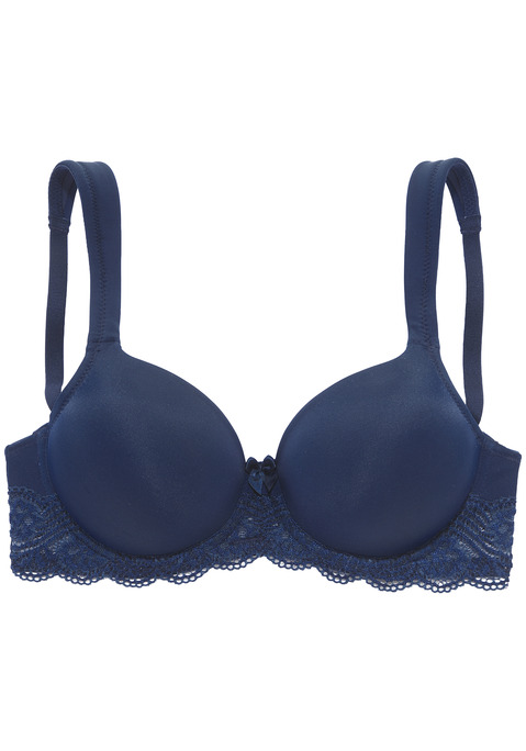 Bild: Schalen-BH von LASCANA: LASCANA: Gefütterter Schalen-BH mit Jacquardspitze in der Unterbrust. Weich gefütterte Träger für mehr Tragekomfort. Träger und Rückenverschluss verstellbar. Sexy Dessous. Spitzen-Dessous. Romantische Dessous. Verspielte Dessous. Weiche Microtouchqualität aus 85% Polyamid, 15% Elasthan.