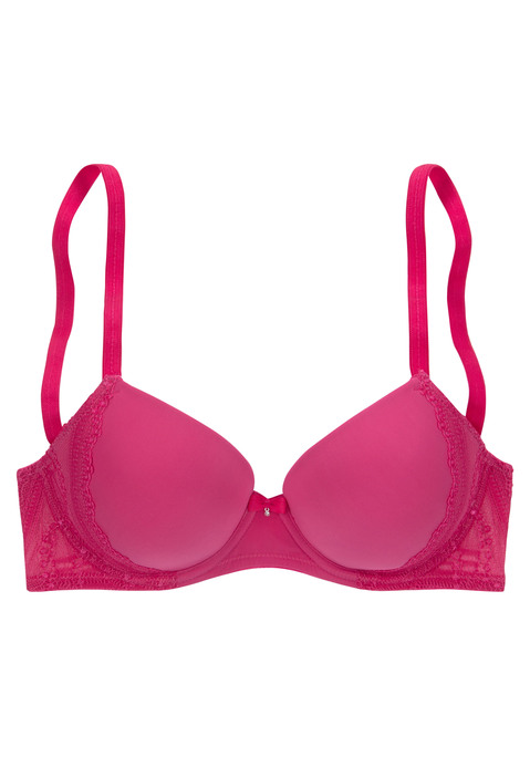 Bild: Schalen-BH von LASCANA: Hübscher Schalen-BH aus weichem Microtouch-Material und dekorativer Spitze. Auf leicht wattierte Formbügel gearbeitet - für einen optimalen Halt. Feine Zierschleife mit hübschen Glitzeraccessoire in der vorderen Mitte. Individuell verstellbare Träger sowie Rückenverschluss. Mit Liebe & Leidenschaft in Hamburg kreiert. Sexy Dessous. Spitzen-Dessous. Romantische Dessous. Verspielte Dessous. Obermaterial: 71% Polyamid, 16% Polyester, 13% Elasthan.