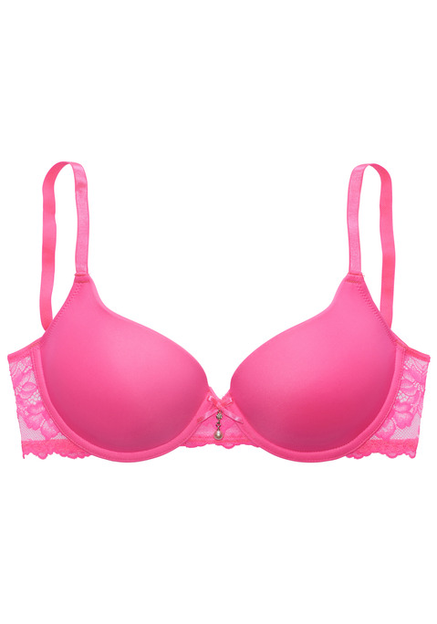 Bild: Schalen-BH von LASCANA: Femininer Schalen-BH mit hübschem Glitzeraccessoire und Zierschleife vorne mittig. Nahtlos vorgeformte, leicht wattierte Cups auf Formbügel gearbeitet. Rücken aus zarter, elastischer Jacquardspitze. Individuell verstellbare Träger sowie Rückenverschluss. Mit Liebe & Leidenschaft in Hamburg kreiert. Reizwäsche. Verführerische Dessous. Spitzen-Dessous. Romantische Dessous. Verspielte Dessous. Aus 86% Polyamid, 8% Polyester, 6% Elasthan.