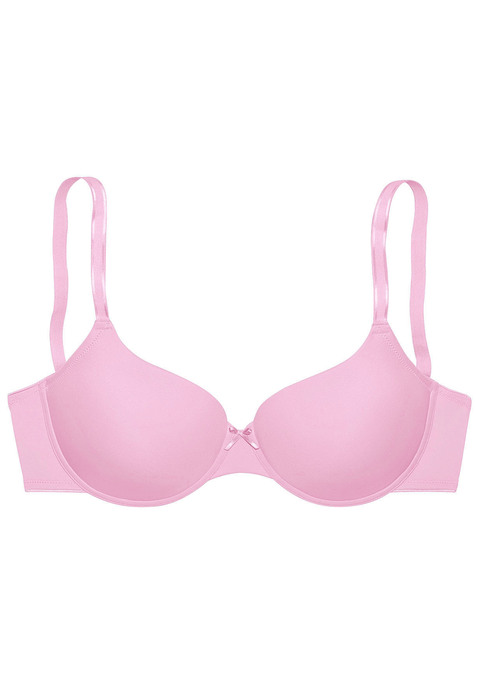 Bild: Schalen-BH von LASCANA: Sie suchen einen Schalen-BH, den Sie den ganzen Tag über nicht spüren? Dann ist unser Bestseller »Ela«, genau der Richtige für Sie! Die nahtlos vorgeformten, Soft-Schalen des T-Shirt-BHs sind auf Formbügel gearbeitet. Dank der flachen und weichen Kanten sowie der soft abgefütterten Bügel garantiert der Schalen-BH höchsten Tragekomfort. Die hochwertige Microfaser in TACTEL®-Qualität ist atmungsaktiv und transportiert Feuchtigkeit vom Körper weg. Das seidige Material verschmilzt beinahe mit der Haut. Glanzstreifen zieren die weichen und dennoch stabilen Elastikträger, die hinten verstellbar sind. Der weich gefütterte Rückenverschluss bietet 3 Verstellmöglichkeiten. BHs sind nicht trocknergeeignet, da die Versteller und Ringe durch die Hitze beschädigt werden und brechen. Aus 82% Polyamid, (TACTEL®), 18% Elasthan (LYCRA®) .