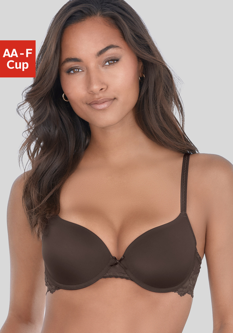 Bild: Schalen-BH von LASCANA: Mit Formbügel und nahtlos vorgeformten, leicht wattierten Cups – perfekt unter eng anliegenden Oberteilen. Rückteil aus zarter Blumenjacquardspitze. Träger und Rückenverschluss verstellbar. BHs sind nicht trocknergeeignet, da die Versteller und Ringe durch die Hitze beschädigt werden und brechen.  Aus 84% Polyamid (TACTEL®), 16% Elasthan  (LYCRA®).