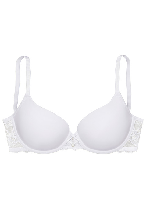 Bild: Schalen-BH von LASCANA: Femininer Schalen-BH mit hübschem Glitzeraccessoire und Zierschleife vorne mittig. Nahtlos vorgeformte, leicht wattierte Cups auf Formbügel gearbeitet. Rücken aus zarter, elastischer Jacquardspitze. Individuell verstellbare Träger sowie Rückenverschluss. Mit Liebe & Leidenschaft in Hamburg kreiert. Reizwäsche. Verführerische Dessous. Spitzen-Dessous. Romantische Dessous. Verspielte Dessous. Aus 86% Polyamid, 8% Polyester, 6% Elasthan.