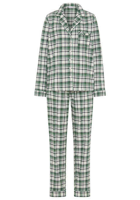 Bild: Schlafanzug von LASCANA: Karierter Pyjama von Lascana. In klassischer Form. Mit Brusttasche und Paspelkanten. Weicher Flanell aus reiner Baumwolle.