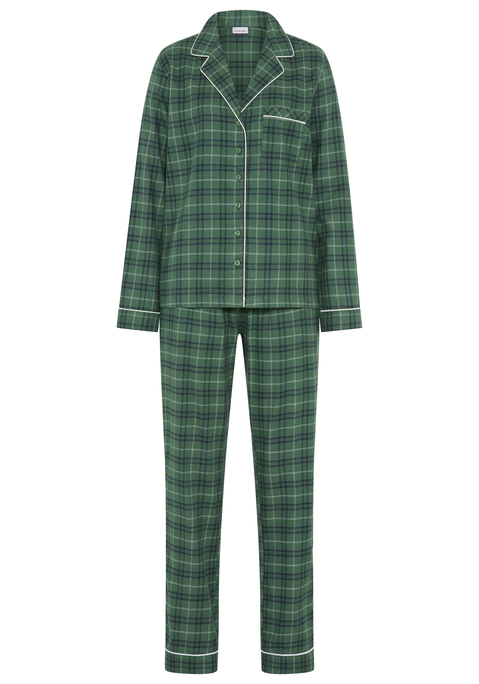 Bild: Schlafanzug von LASCANA: Karierter Pyjama von Lascana. In klassischer Form. Mit Brusttasche und Paspelkanten. Weicher Flanell aus reiner Baumwolle.